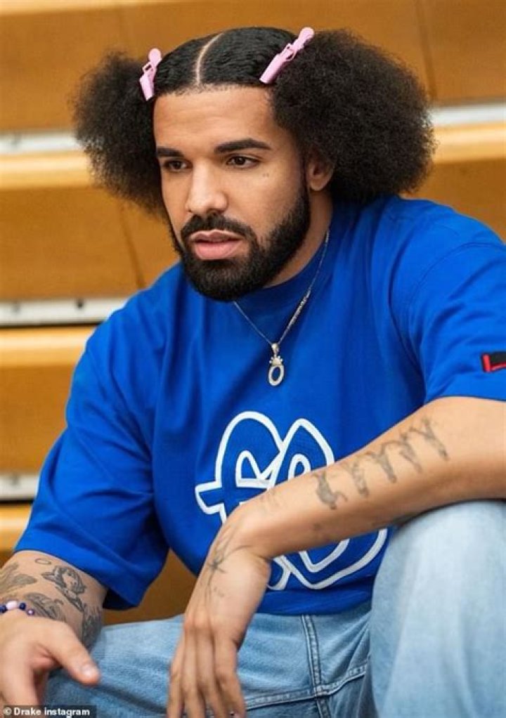 Drake shares new hairstyle with side buns and pink clips on Instagram